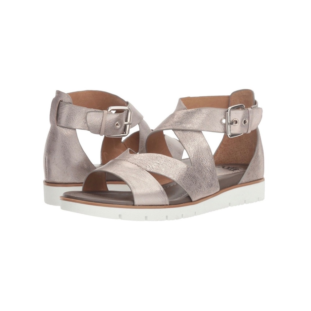 Sofft Mirabelle Sandal Metallic Silver Leather Strappy Platform Buckle Womens 10